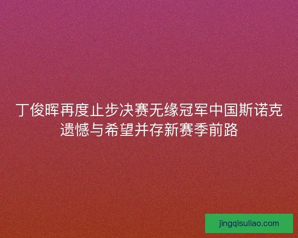 丁俊晖再度止步决赛无缘冠军中国斯诺克遗憾与希望并存新赛季前路